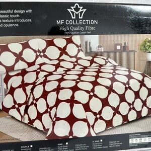 JM Collection Burgundy and White Duvet Cover Set